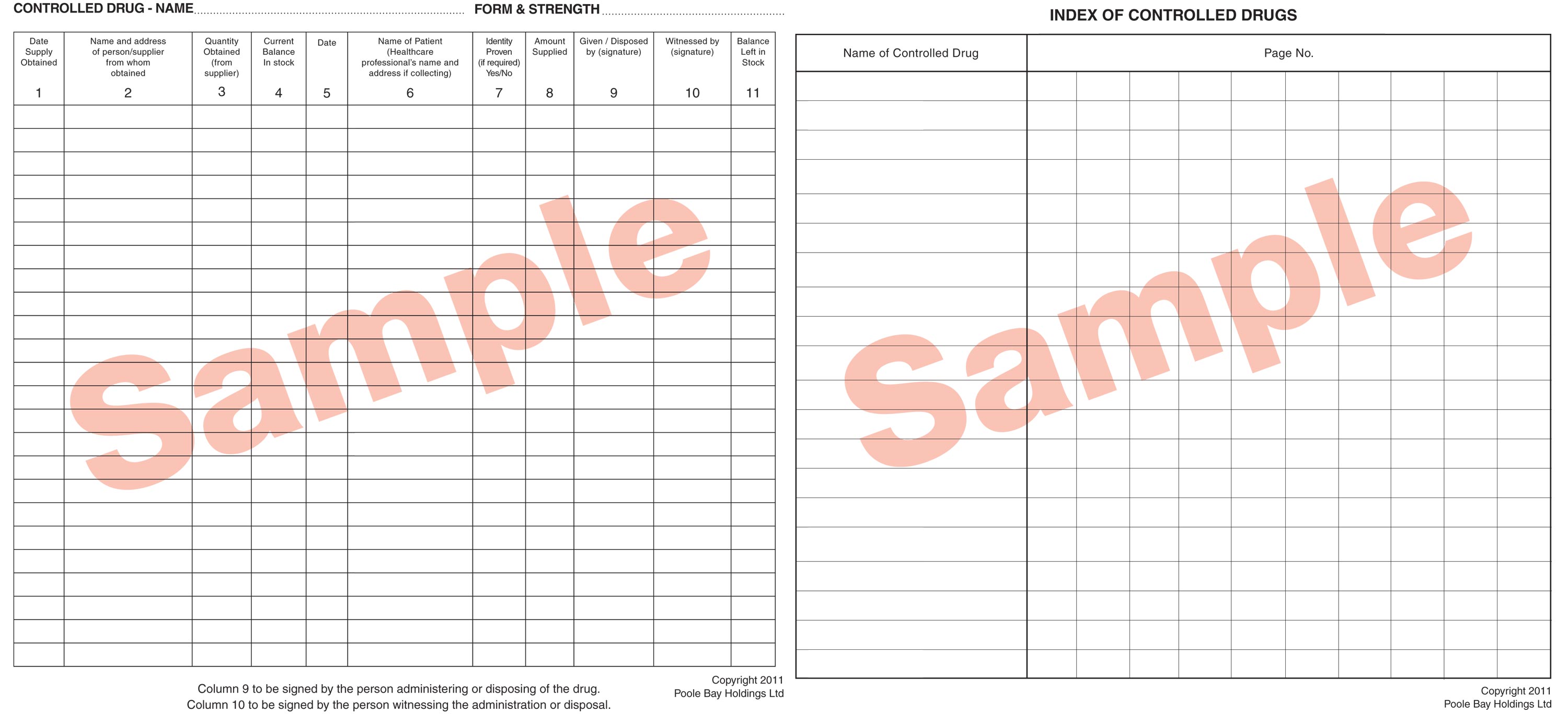 Controlled Drug Recording Book Eureka Direct